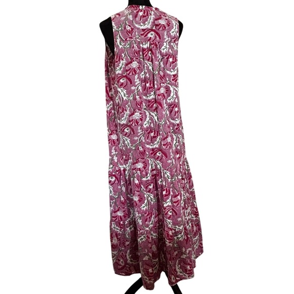 Stark X Maxi Dress Women's Large Sleeveless Pink Floral Cotton Tiered - Picture 8 of 12